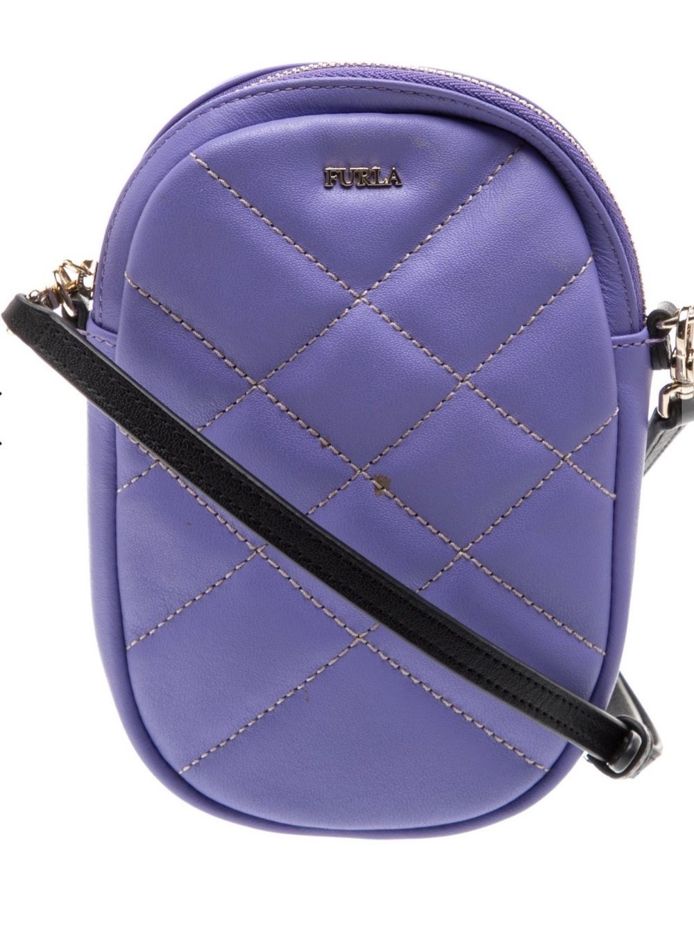 Furla Lilac Quilted Leather Mini Crossbody with Black Strap - Picture 2 of 3
